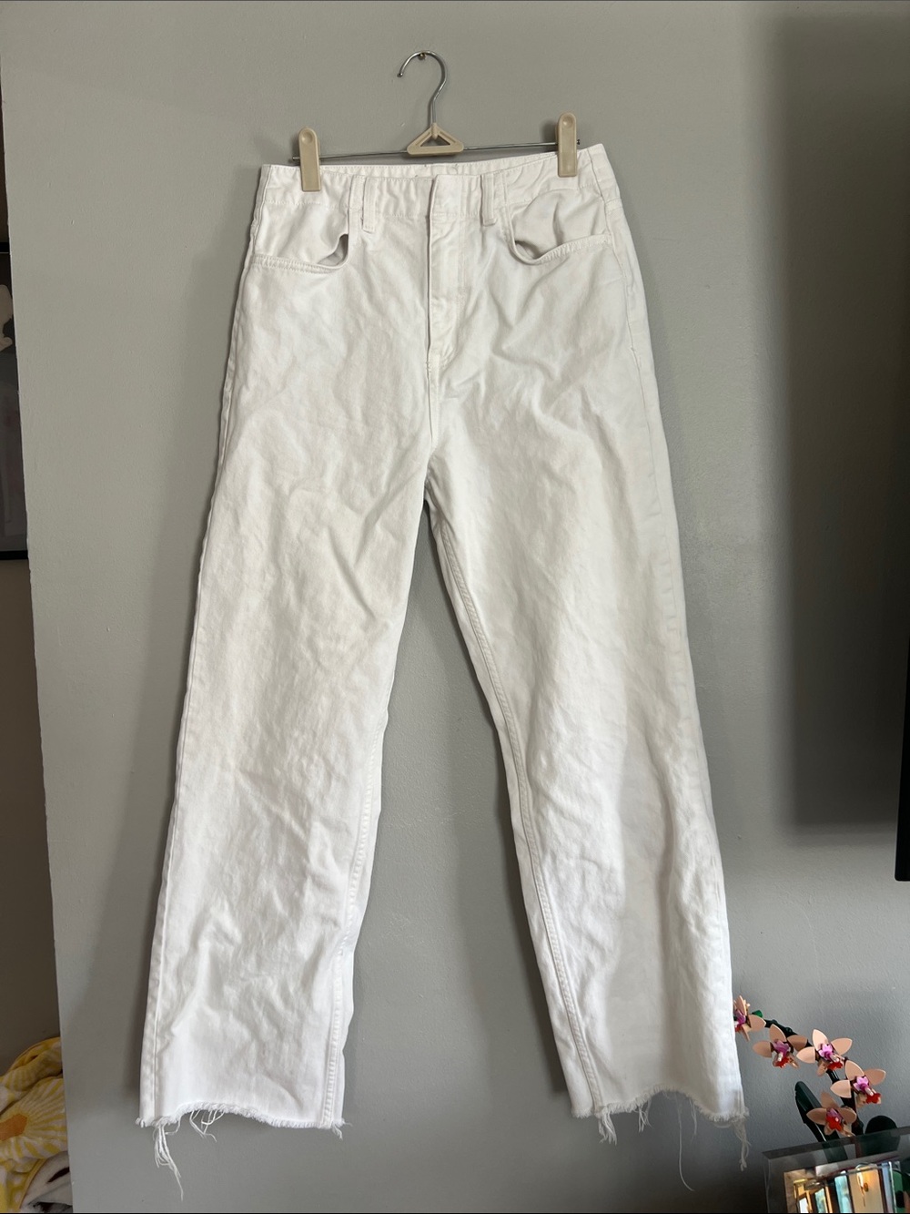 Mango White High-Rise Straight Leg‎ Jeans